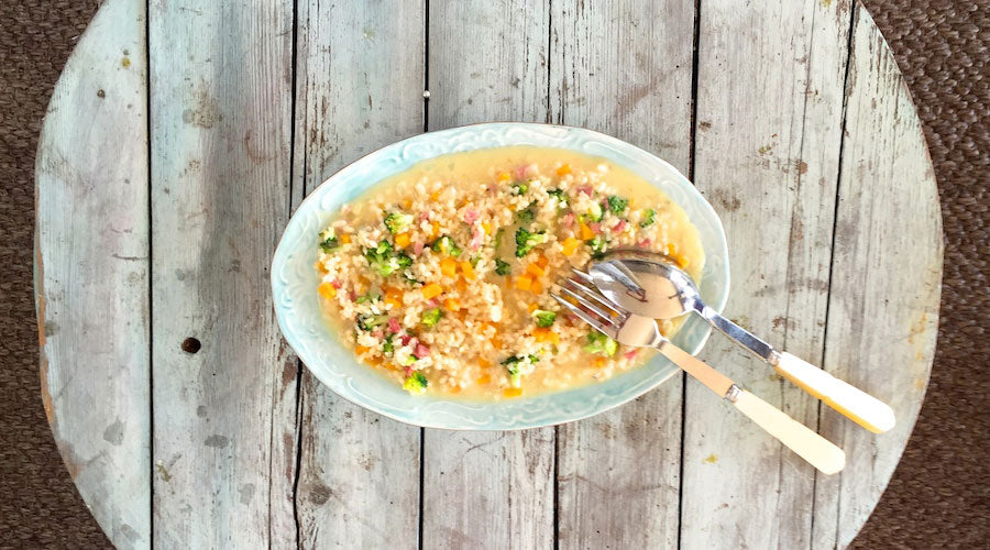 Rissotto de arroz integral con brócoli y calabaza